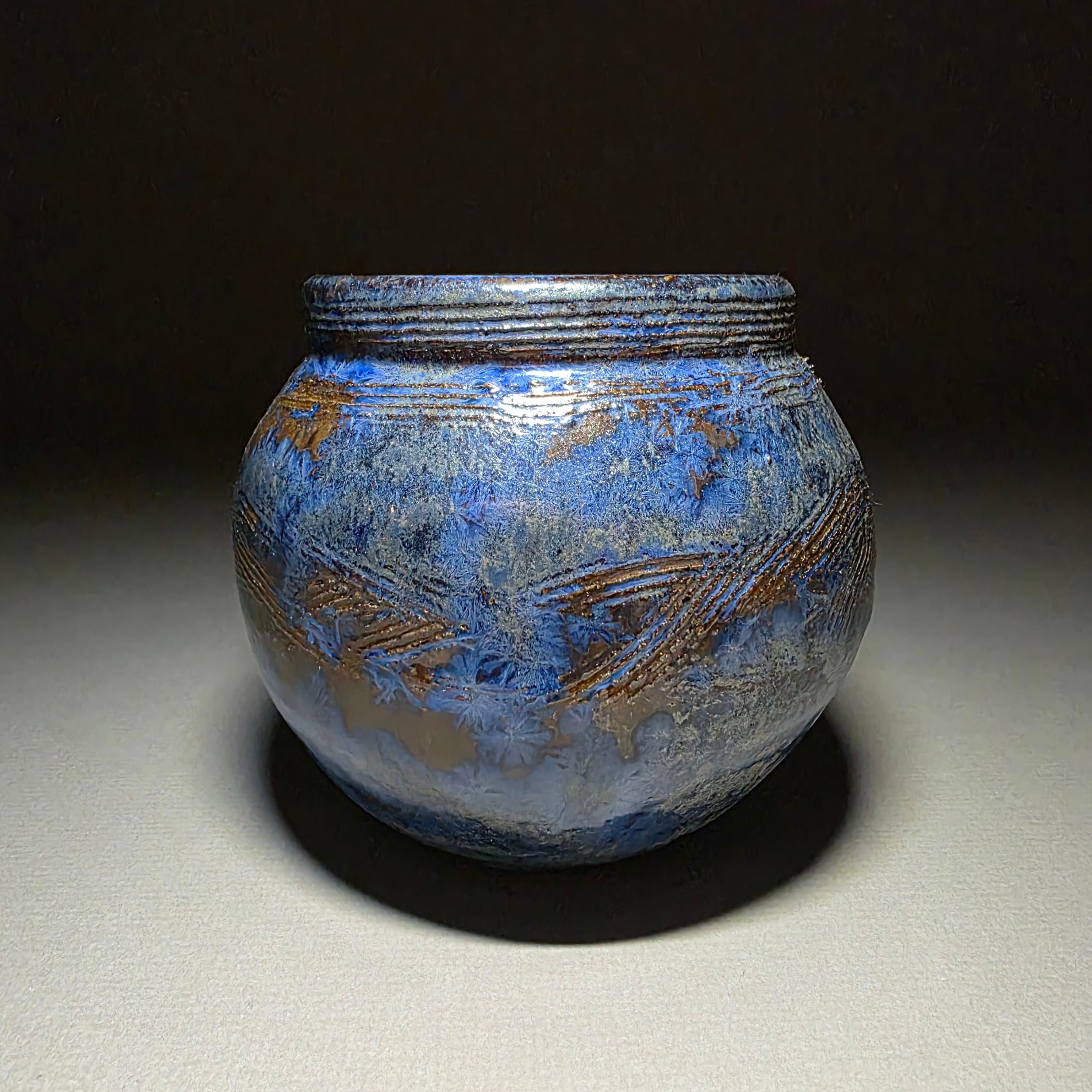 Blue crystalline vase